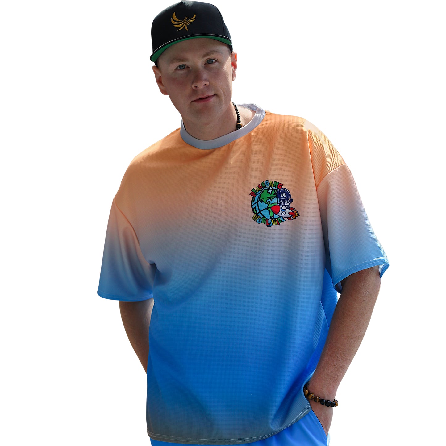 "Smiles Change The World" Unisex Waffle Knit Drop Shoulder T-Shirt - PeaceGang
