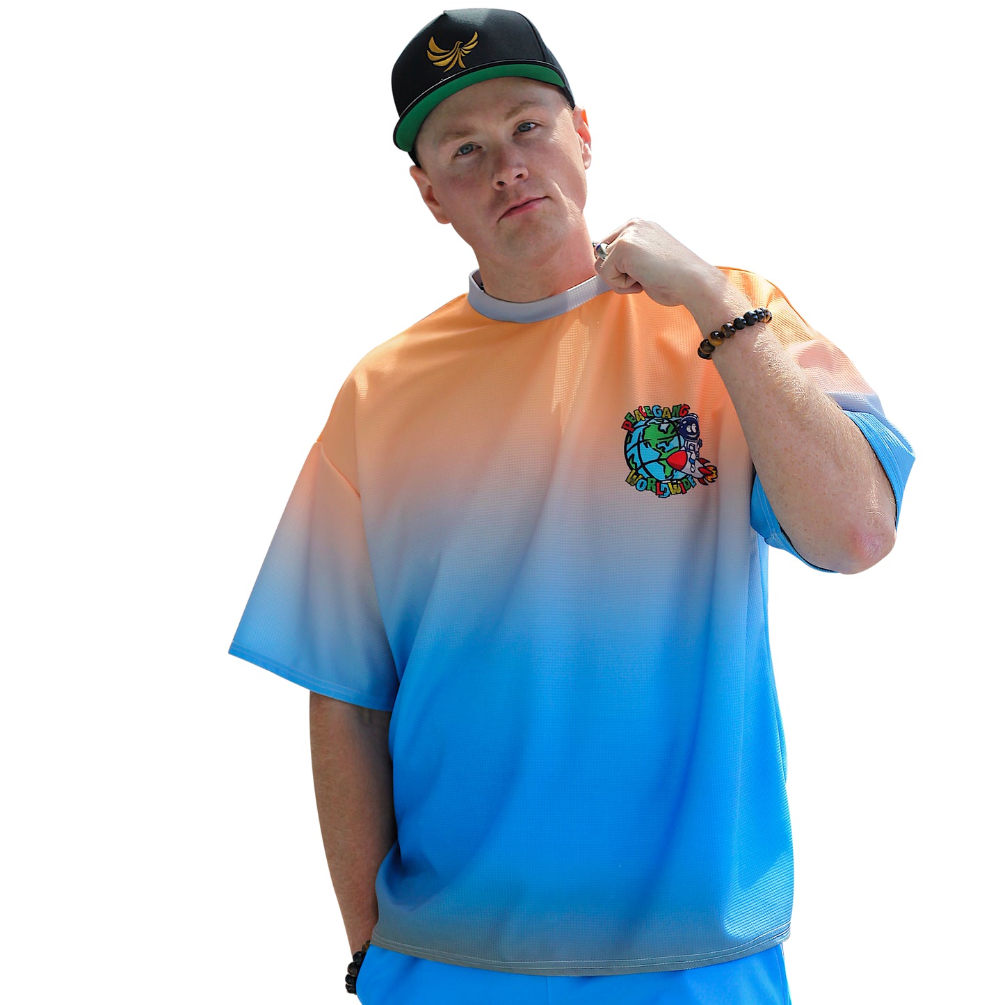 "Smiles Change The World" Unisex Waffle Knit Drop Shoulder T-Shirt - PeaceGang