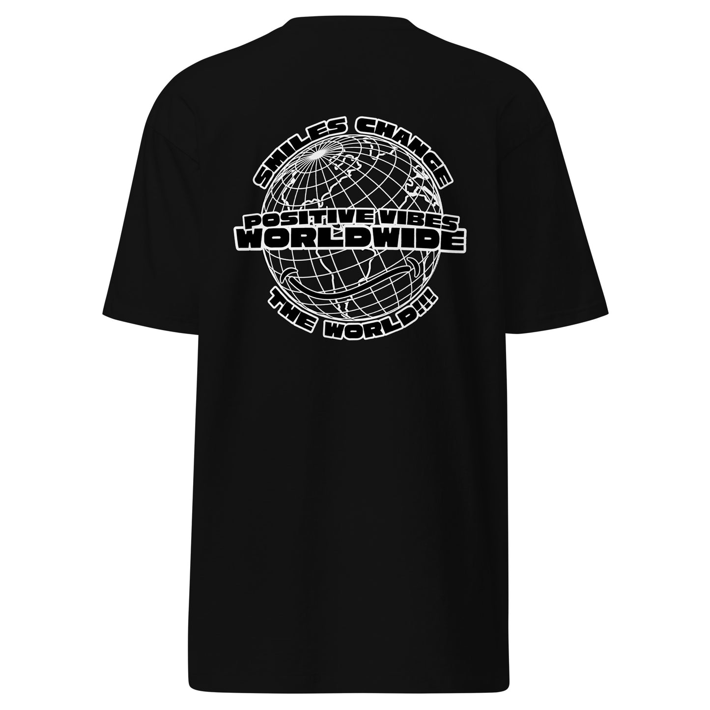 Streetwear Heavyweight T-Shirt "Positive Vibes Worldwide- Smiles Change The World" - PEACEGANG