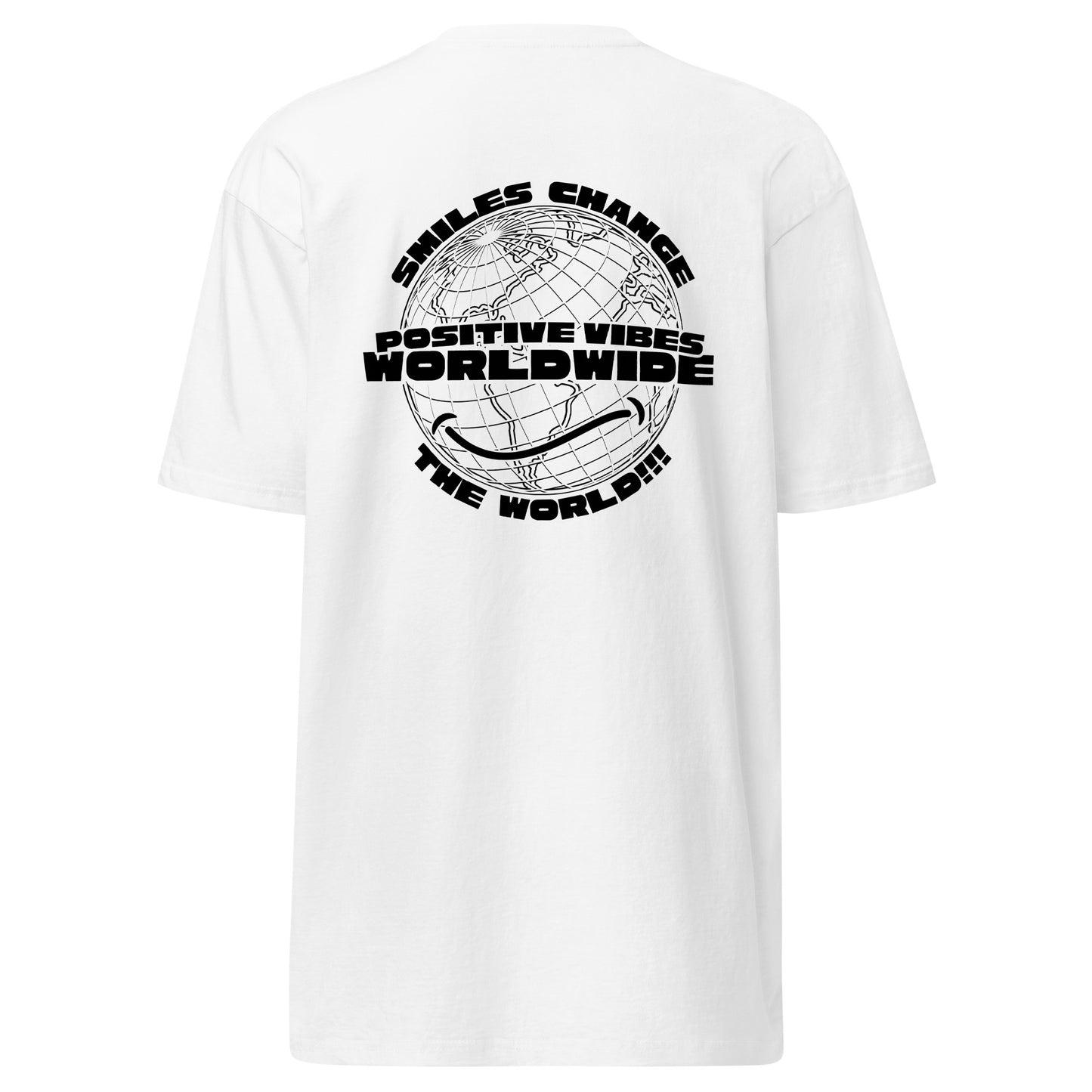 Streetwear Heavyweight T-Shirt "Positive Vibes Worldwide- Smiles Change The World" - PEACEGANG