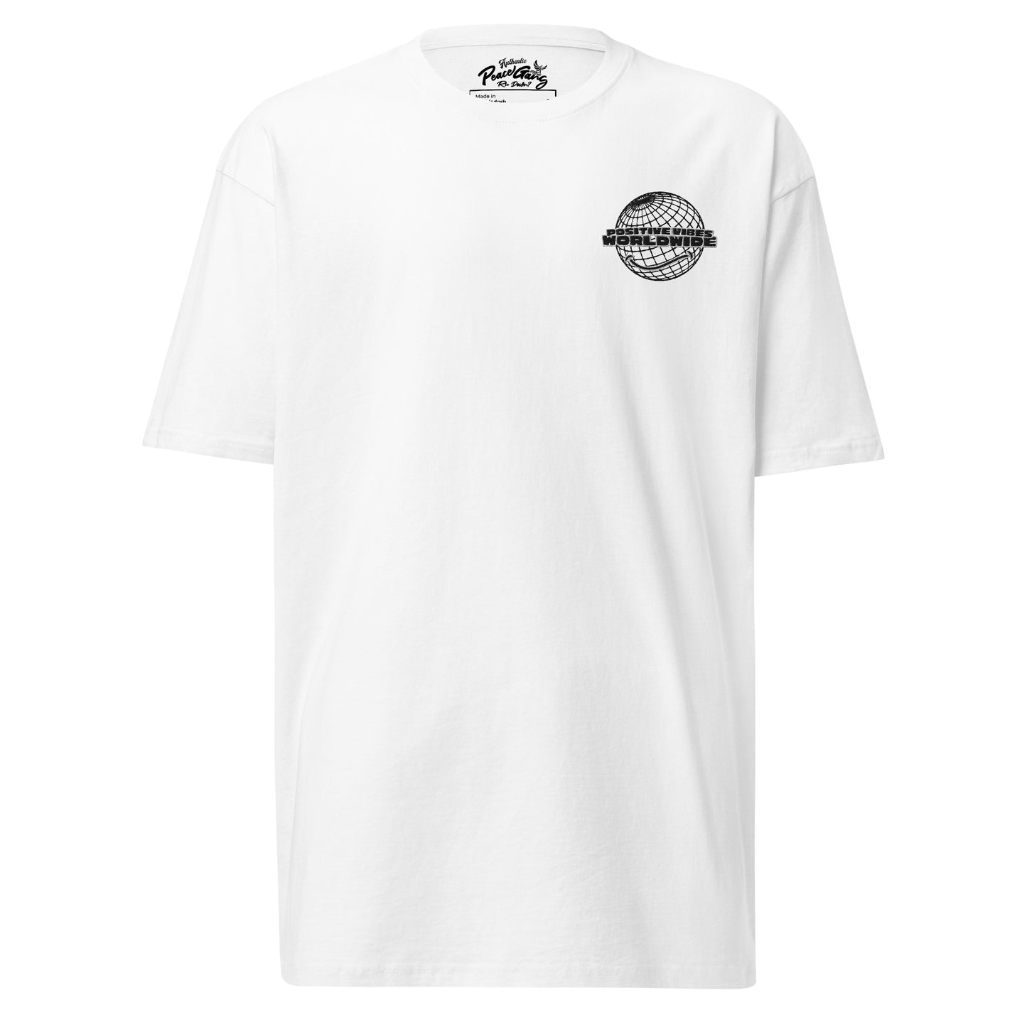Streetwear Heavyweight T-Shirt "Positive Vibes Worldwide- Smiles Change The World" - PEACEGANG