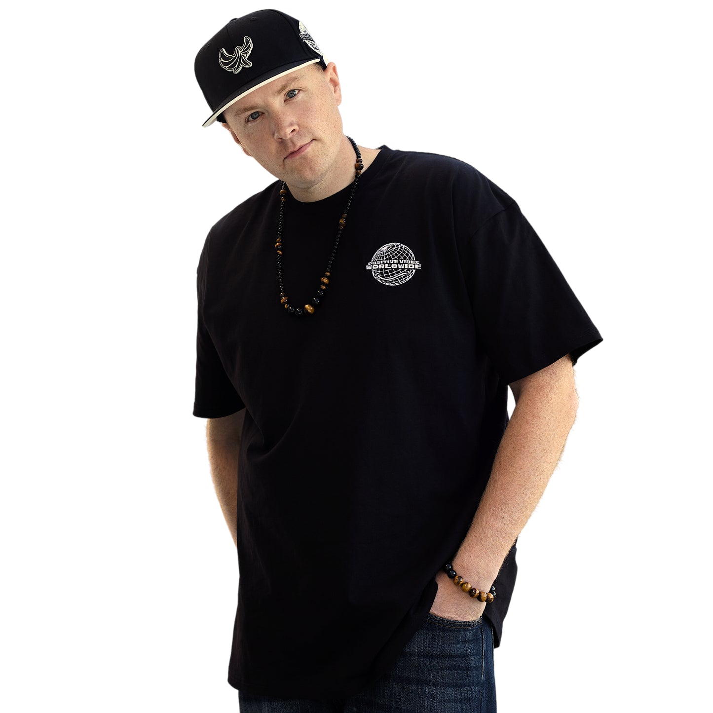 Streetwear Heavyweight T-Shirt "Positive Vibes Worldwide- Smiles Change The World" - PEACEGANG