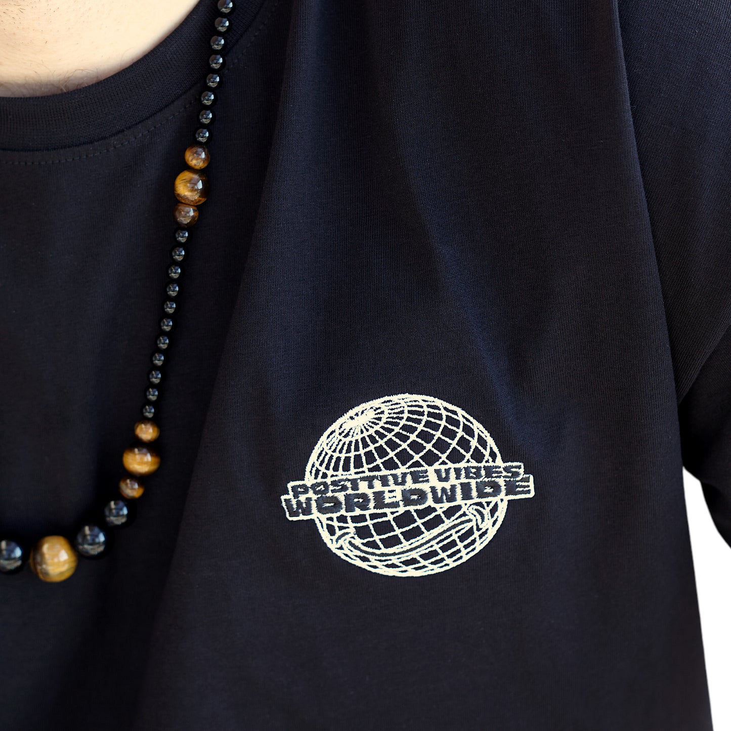 Streetwear Heavyweight T-Shirt "Positive Vibes Worldwide- Smiles Change The World" - PEACEGANG