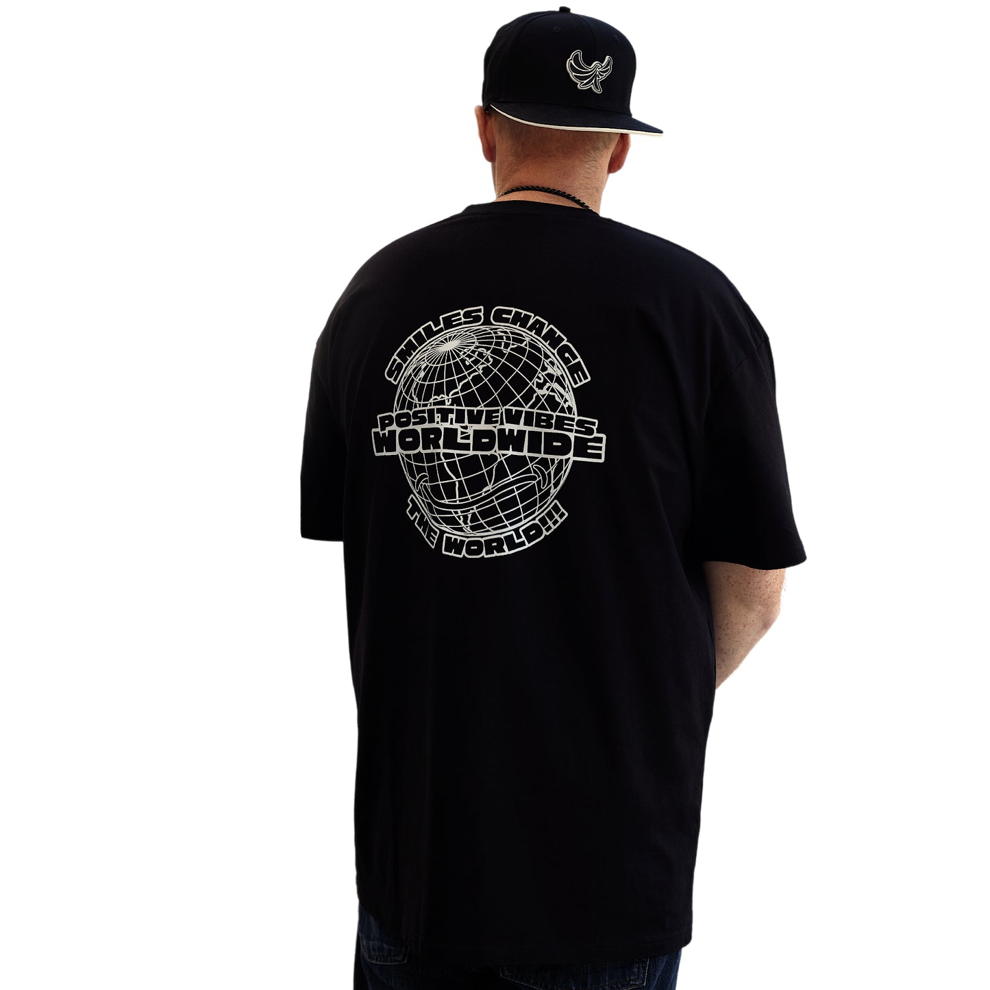 Streetwear Heavyweight T-Shirt "Positive Vibes Worldwide- Smiles Change The World" - PEACEGANG