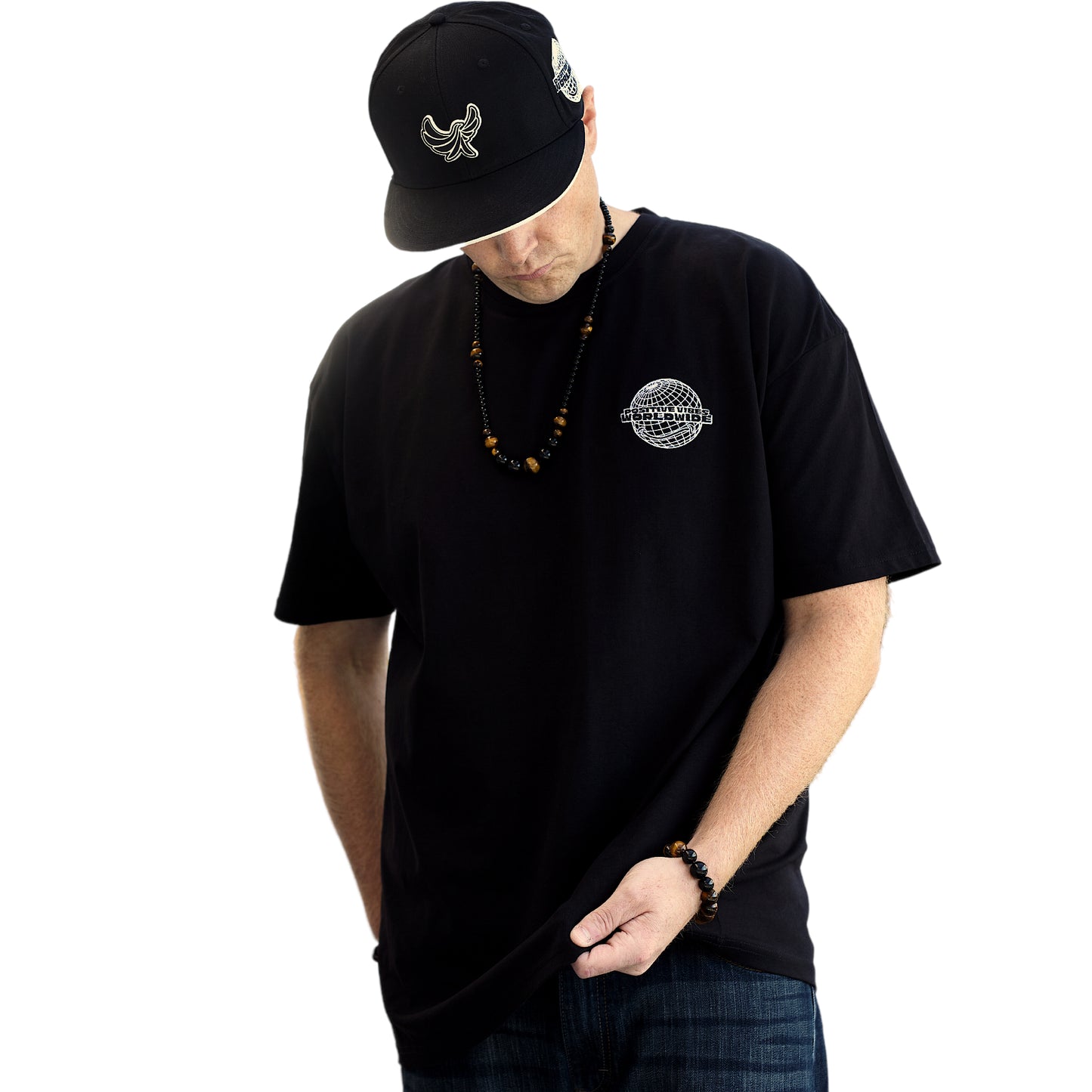 Streetwear Heavyweight T-Shirt "Positive Vibes Worldwide- Smiles Change The World" - PEACEGANG