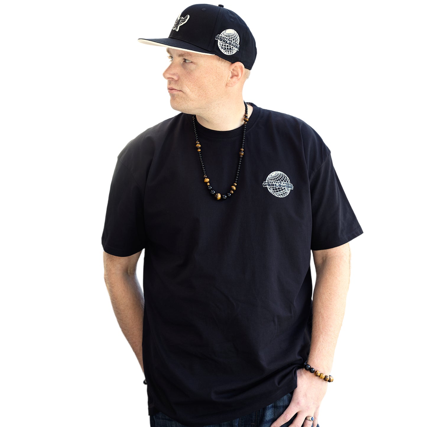 Streetwear Heavyweight T-Shirt "Positive Vibes Worldwide- Smiles Change The World" - PEACEGANG
