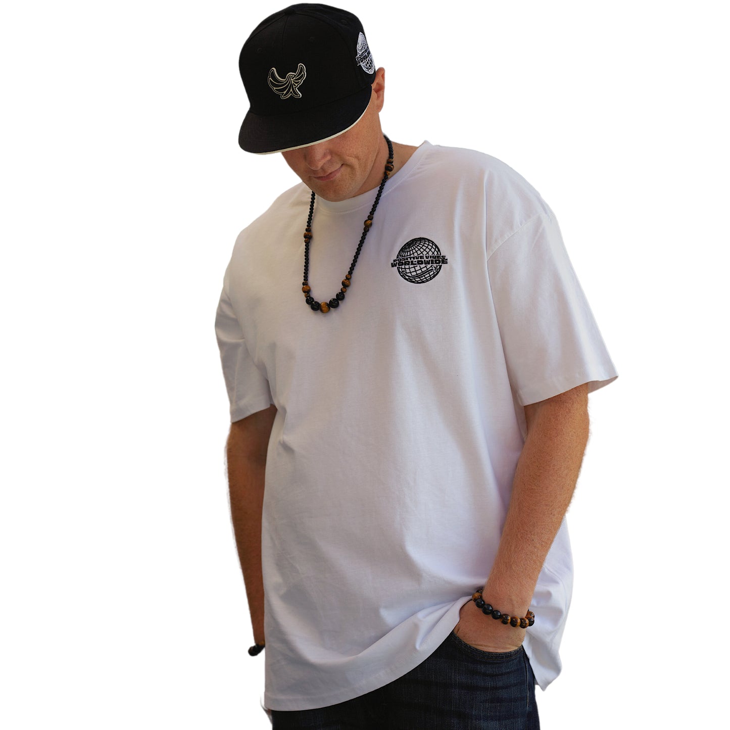 Streetwear Heavyweight T-Shirt "Positive Vibes Worldwide- Smiles Change The World" - PEACEGANG