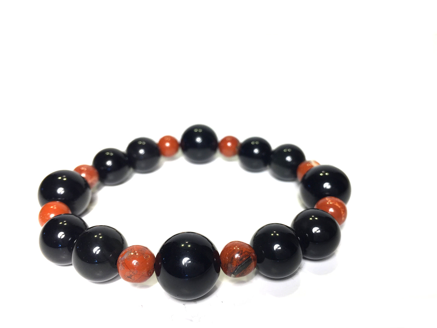 Black Obsidian, Red Jasper Bracelet