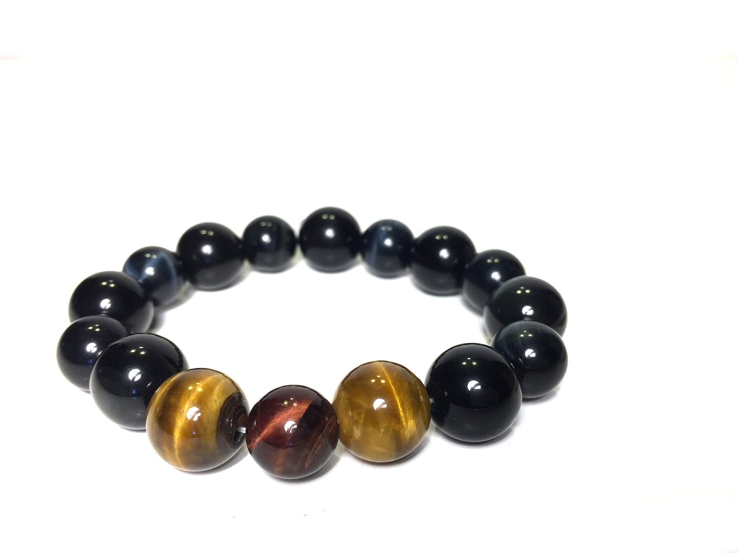 Ox Eye, Tiger Eye, Hawk Eye, Rainbow Obsidian Bracelet