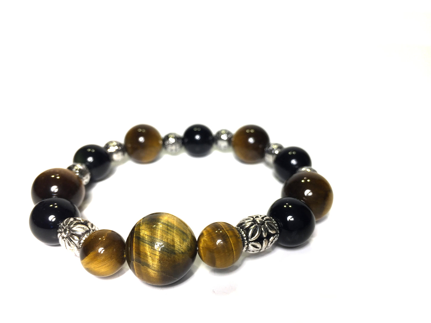 Tiger Eye, Black Obsidian Bracelet