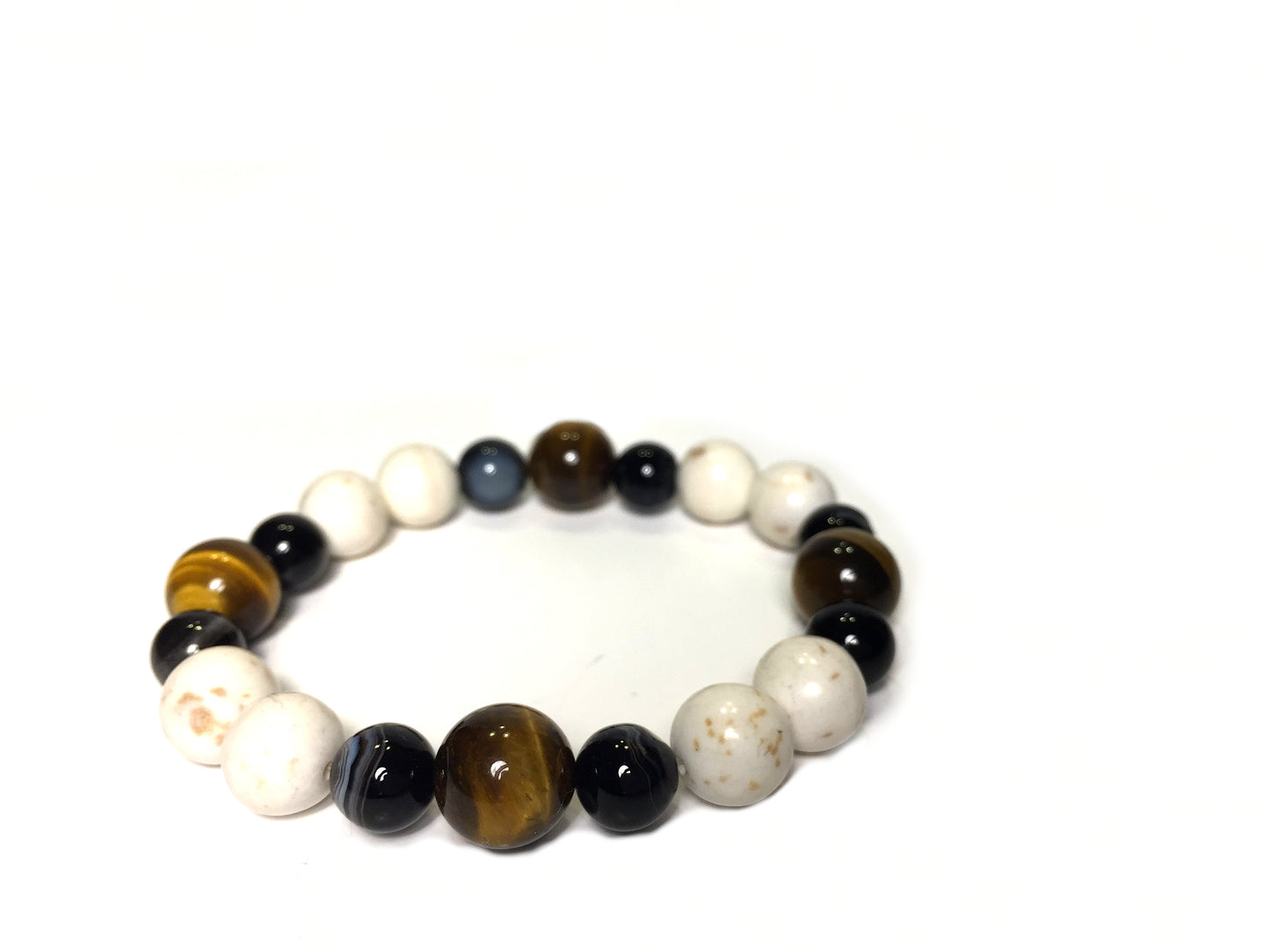 Tiger Eye, Magnesite, Black Sardonyx Bracelet