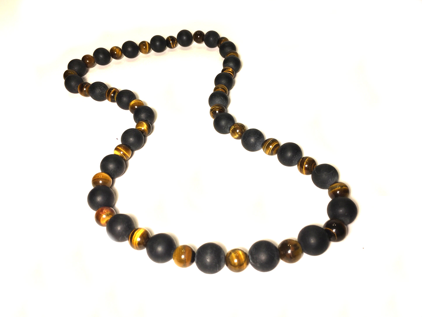Tiger Eye, Matte Black Onyx Necklace