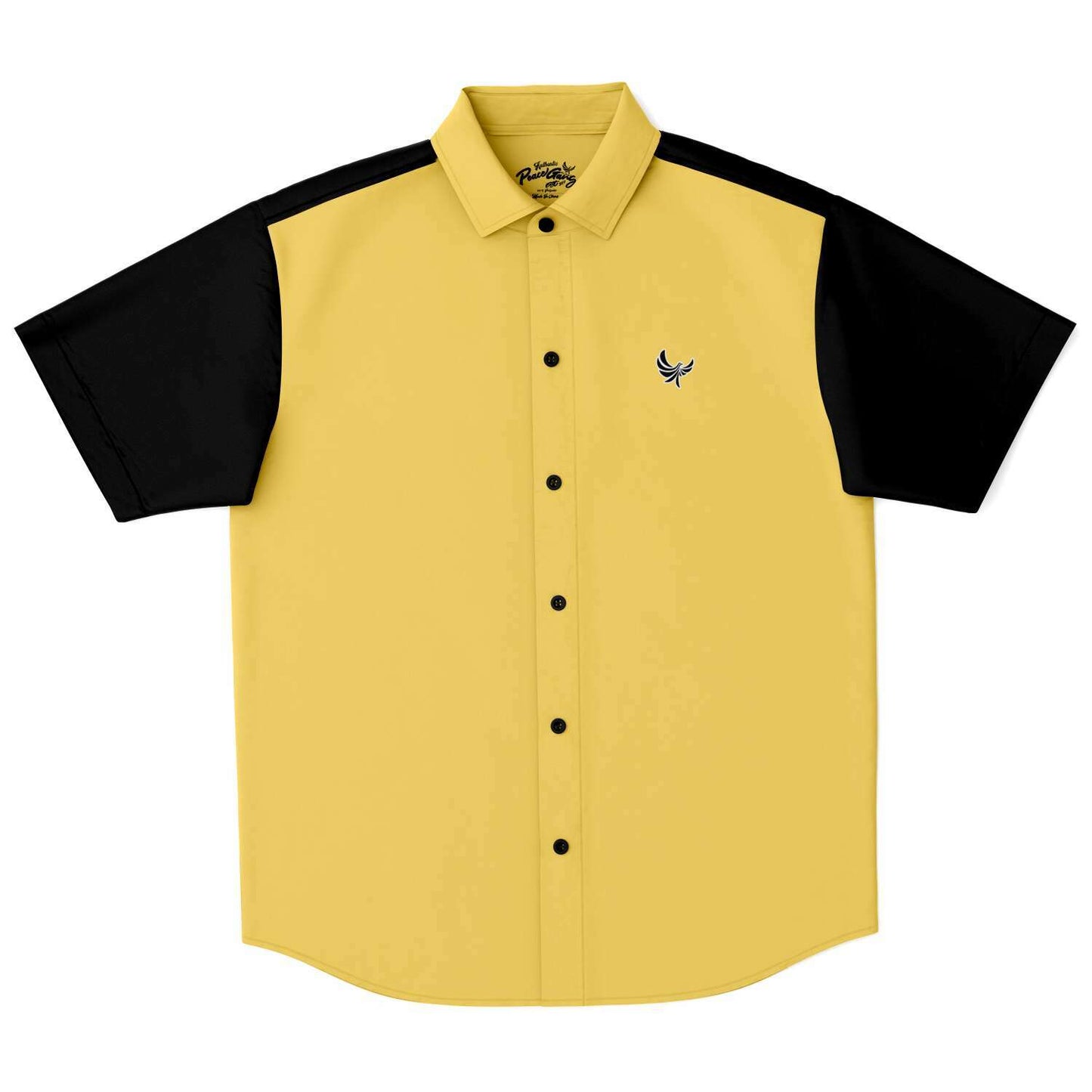 Button Down Shirt Black & Yellow PEACE GANG