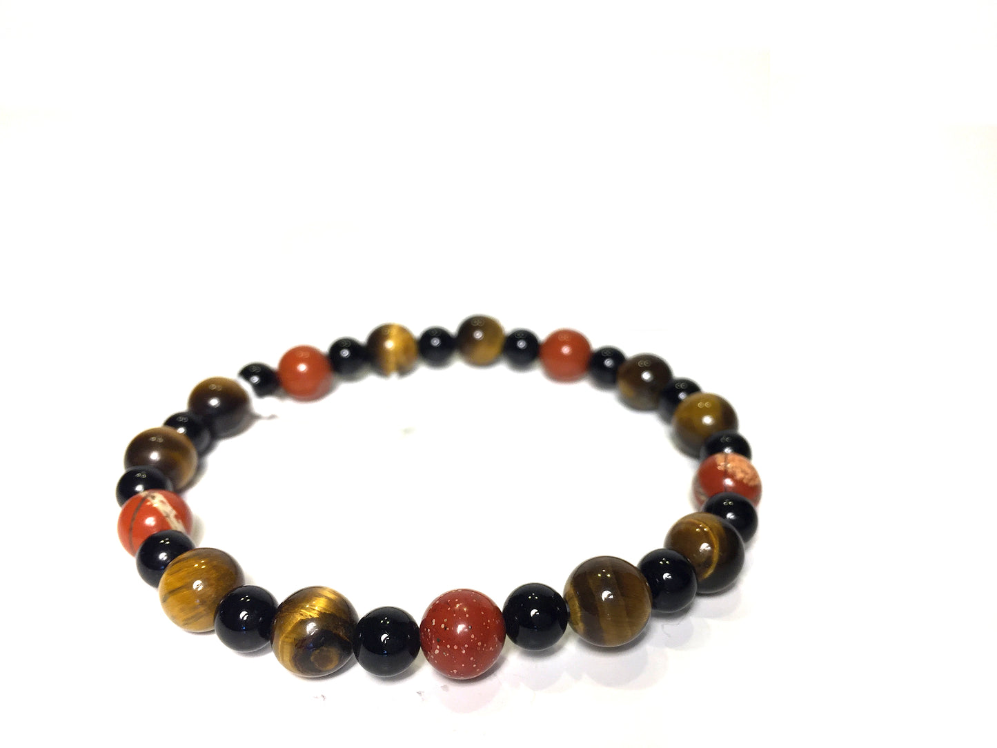 Tiger Eye, Red Jasper, Black Obsidian Bracelet