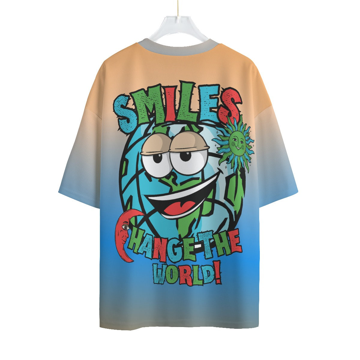 "Smiles Change The World" Unisex Waffle Knit Drop Shoulder T-Shirt - PeaceGang