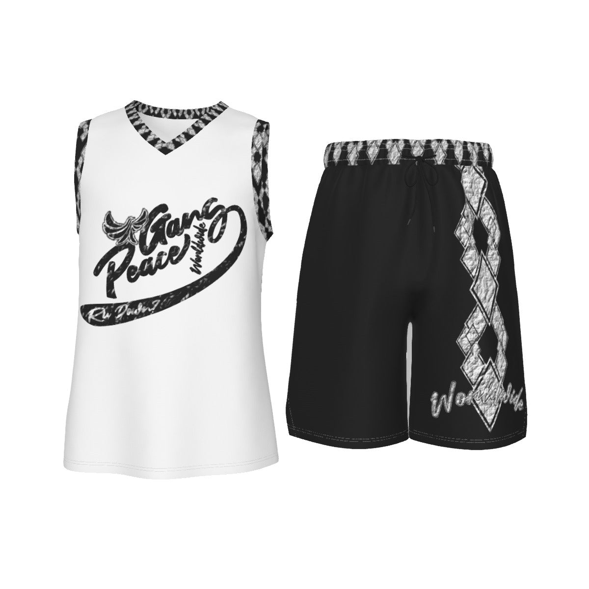 V Neck Basketball Jersey & Shorts - PEACE GANG WORLDWIDE