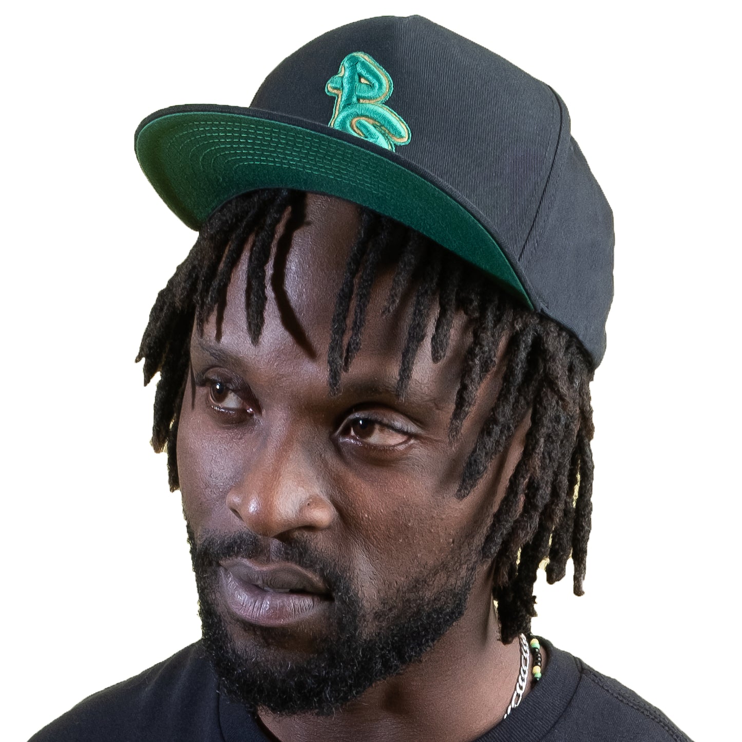 Black High Profile Snapback Flat Bill Cap - PEACE GANG " Worldwide "