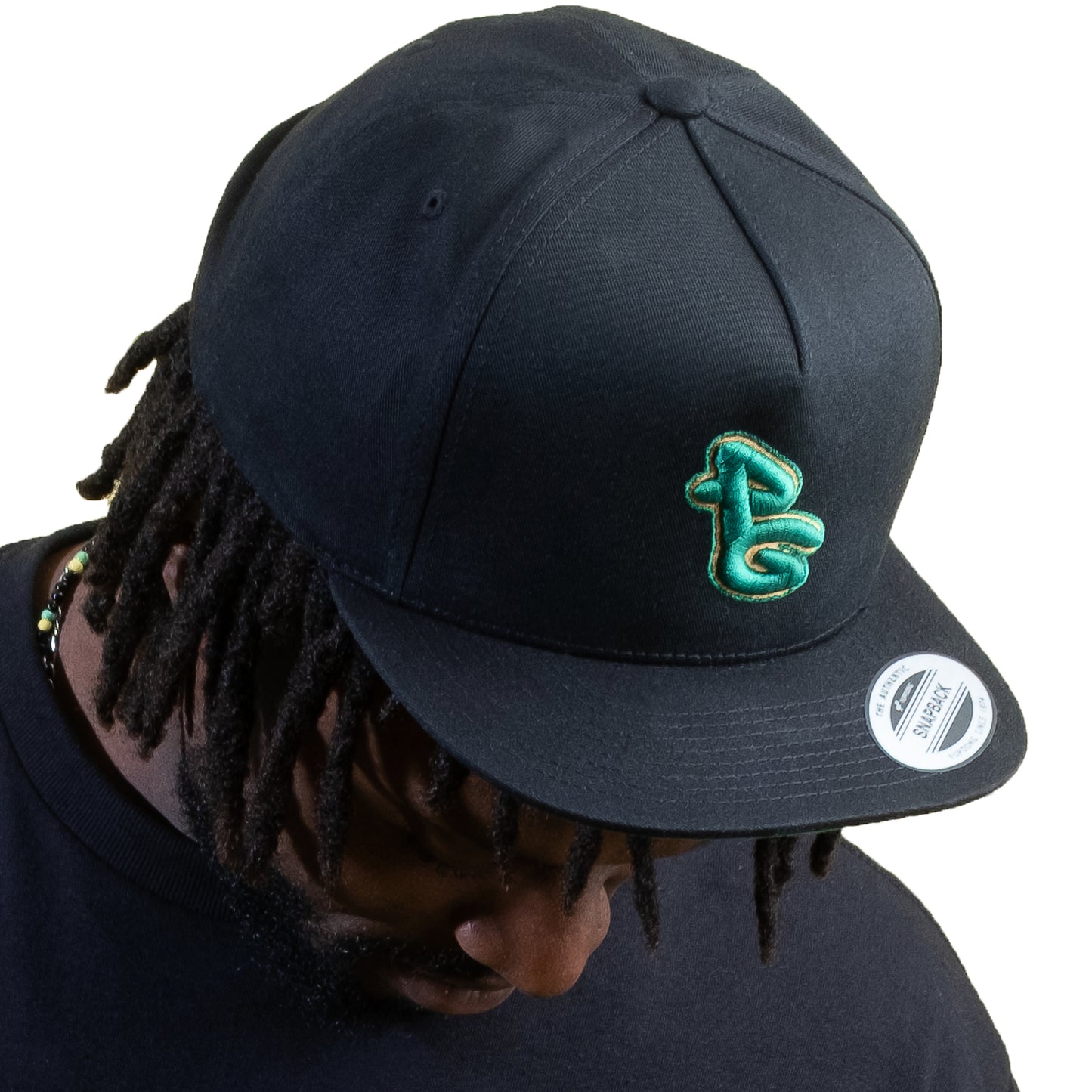Black High Profile Snapback Flat Bill Cap - PEACE GANG " Worldwide "
