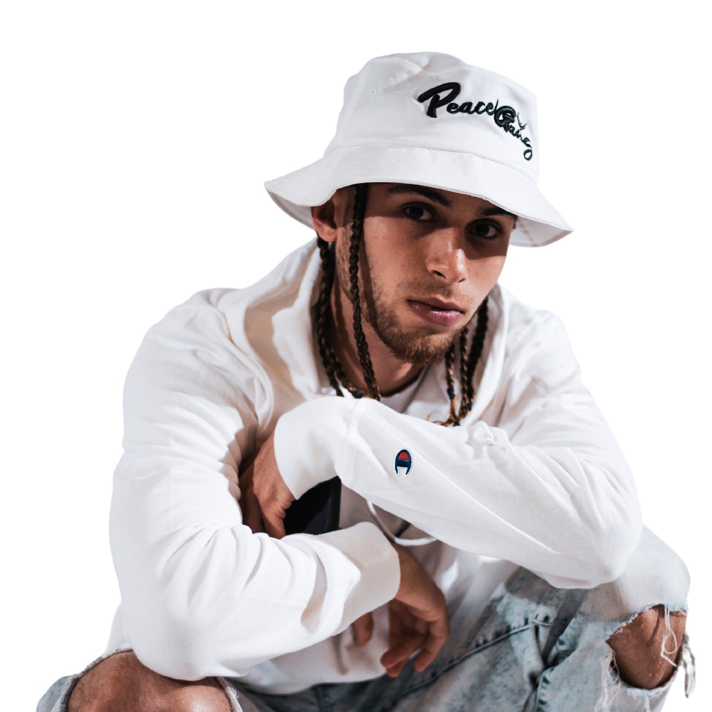 Bucket Hat Embroidered Old School PEACE GANG Cursive