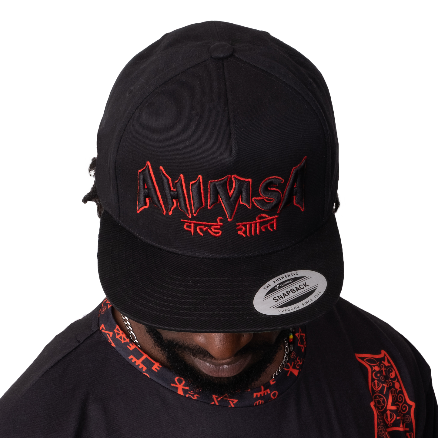 Sanskrit High Profile Five Panel Flat Bill Cap "