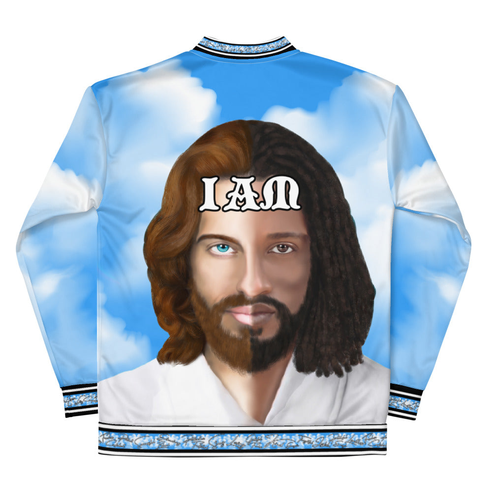 Lightweight Bomber Jacket " IAM " Jesus Christ Positive Mantra PEACE GANG