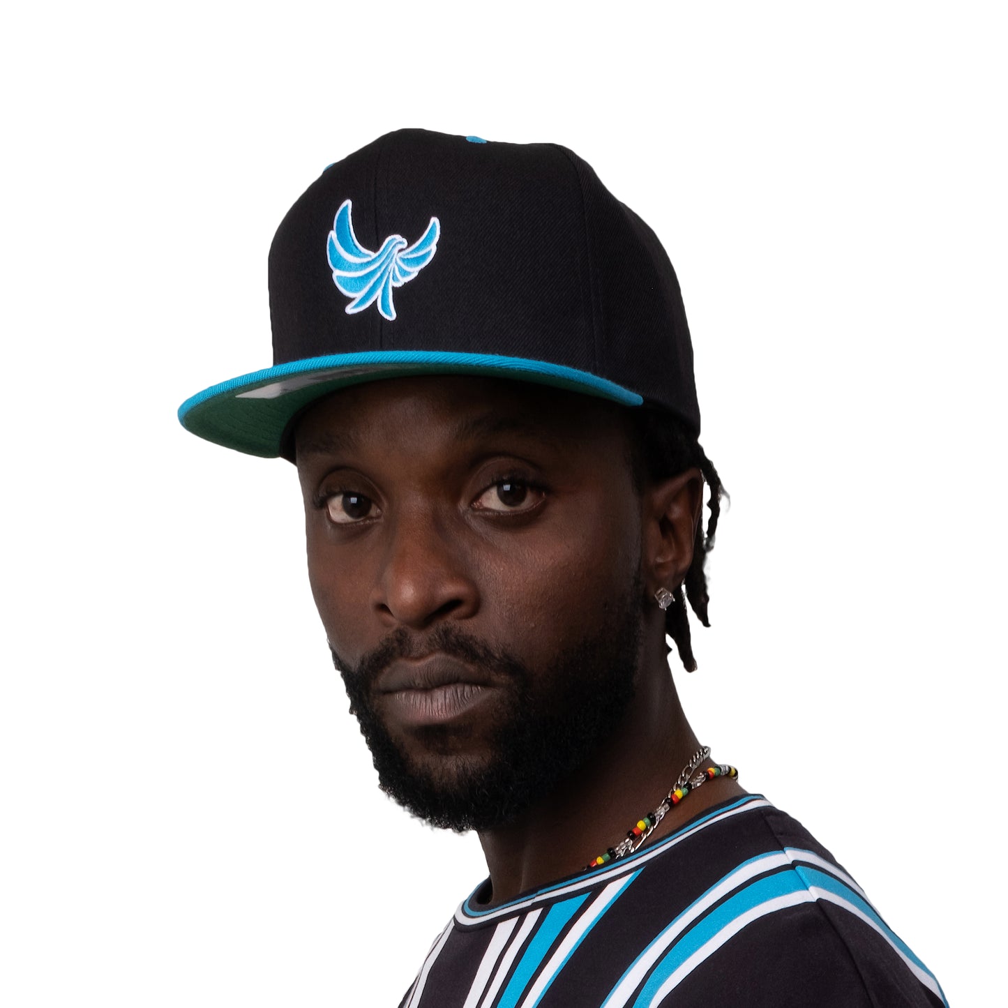 High Profile 6 Panel Flat Bill Snap-back Cap -PEACE GANG