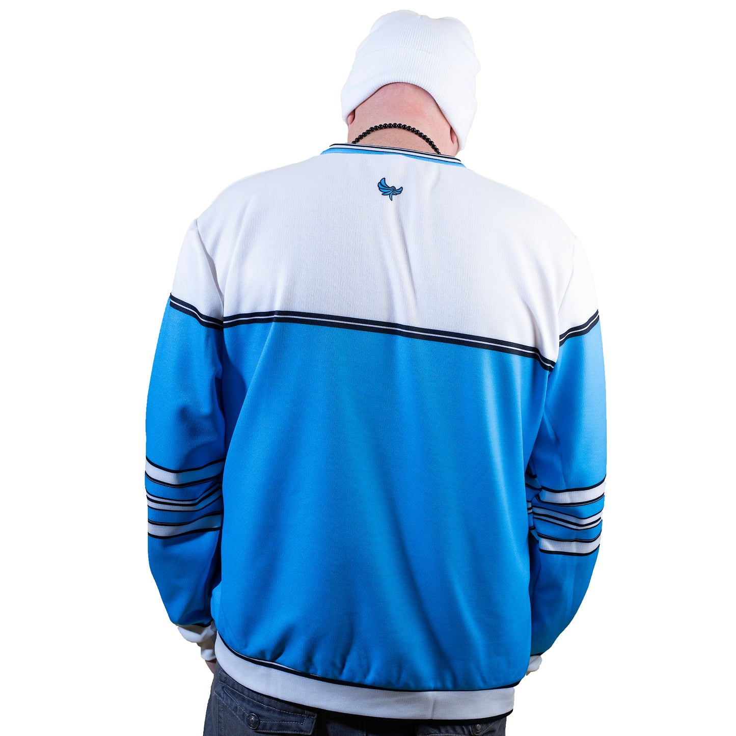 Crewneck Unisex Fashion Sweater Baby Blue/White - PEACE GANG