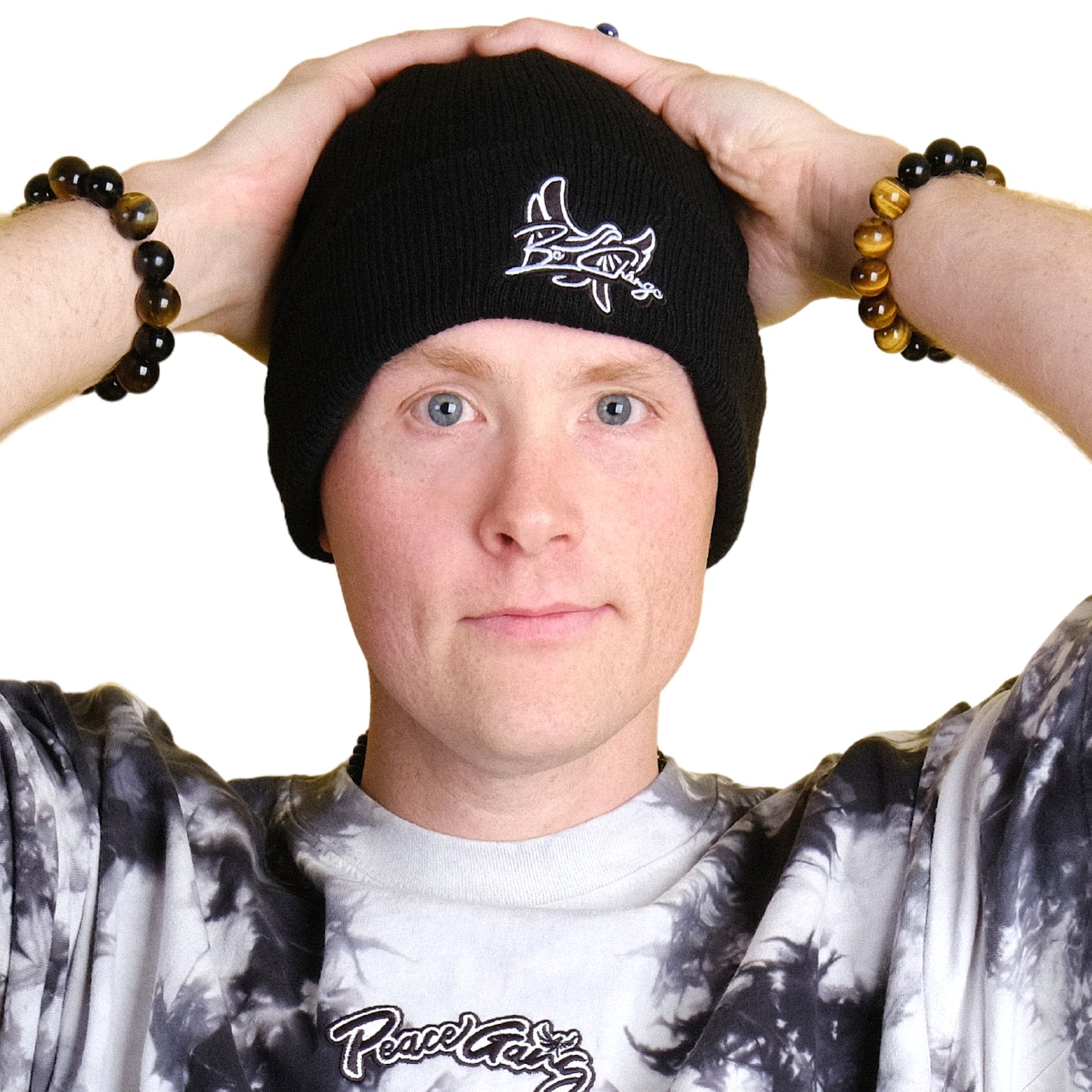 Recycled cuffed beanie " BE CHANGE " PEACE GANG