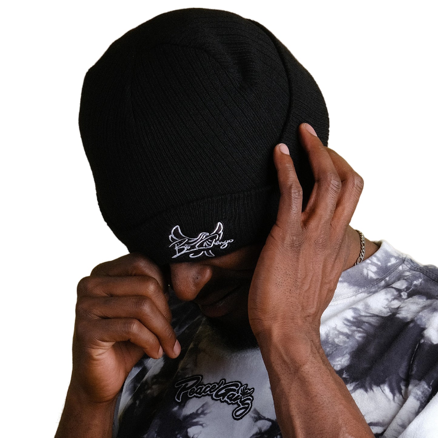 Recycled cuffed beanie " BE CHANGE " PEACE GANG