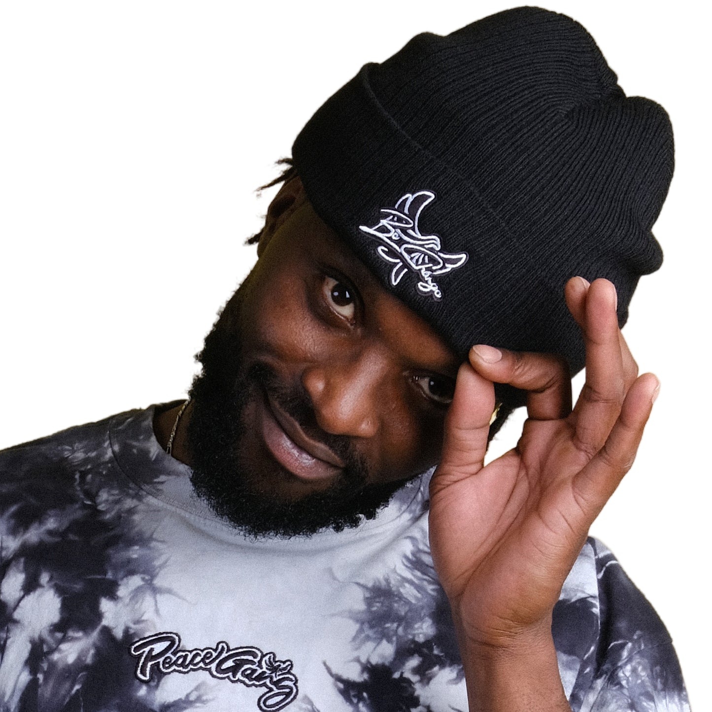 Recycled cuffed beanie " BE CHANGE " PEACE GANG