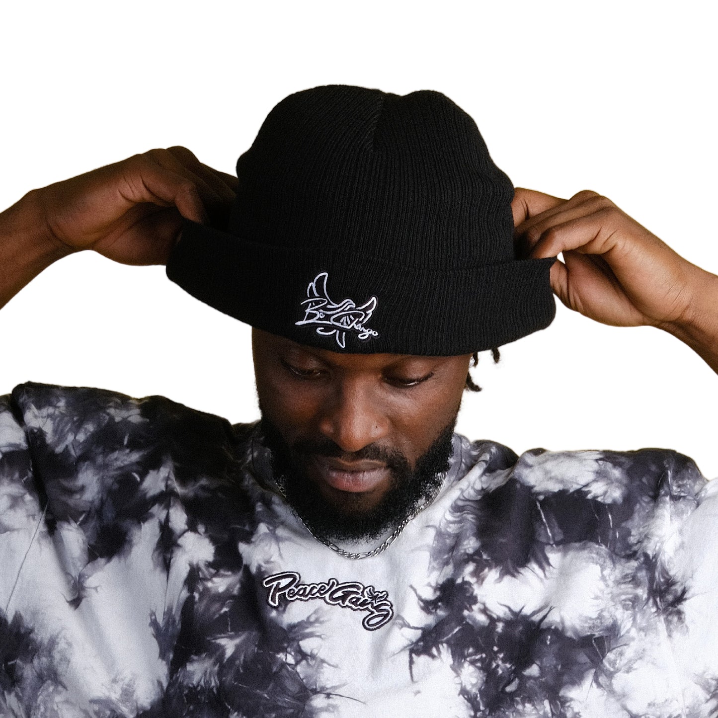 Recycled cuffed beanie " BE CHANGE " PEACE GANG