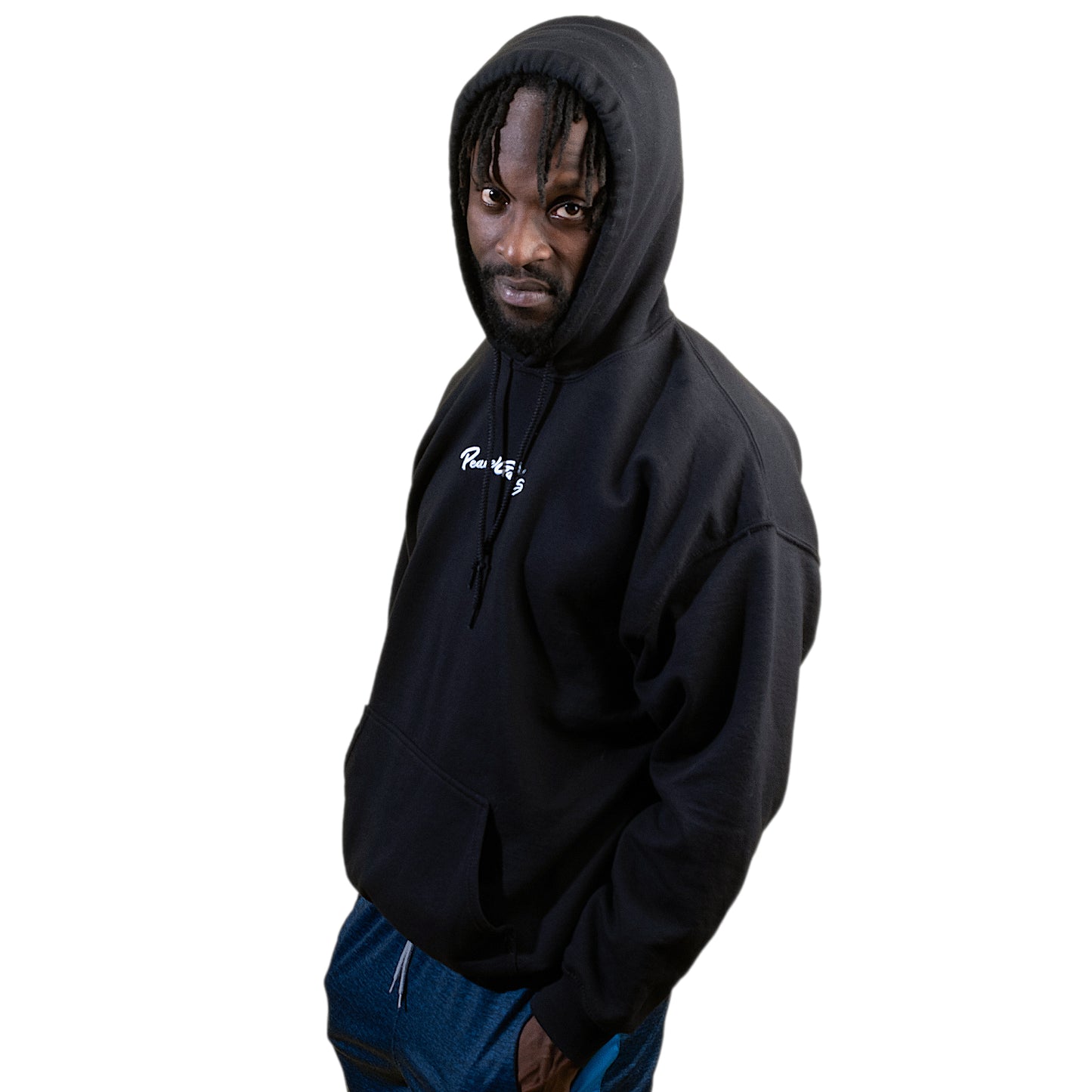 Black Unisex Hoodie 'Embroidered'-PEACE GANG