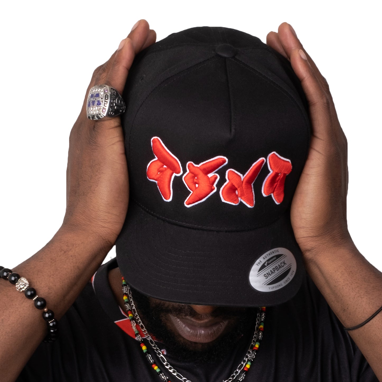 High Profile Five Panel Snapback Flat Bill Cap -PEACE GANG