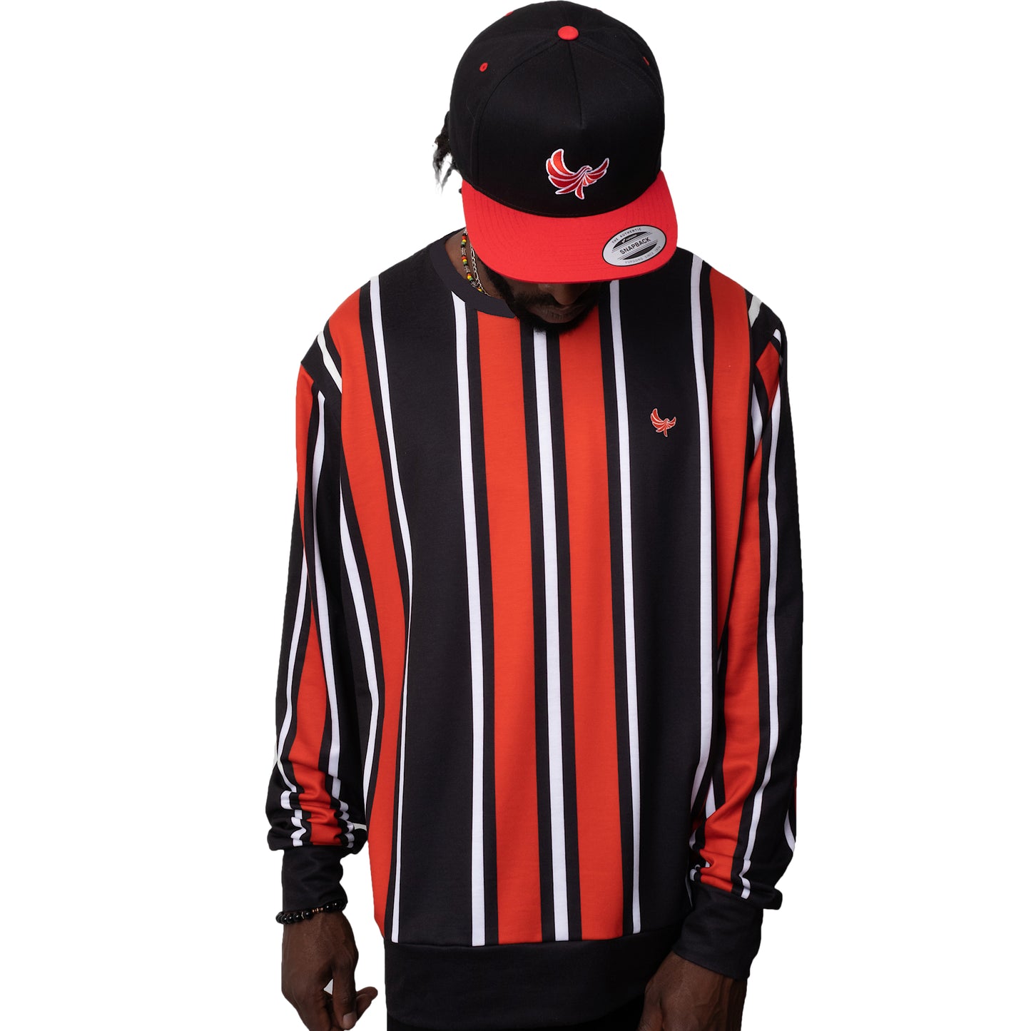 Crewneck Sweater Red/Black Stripe PEACE GANG