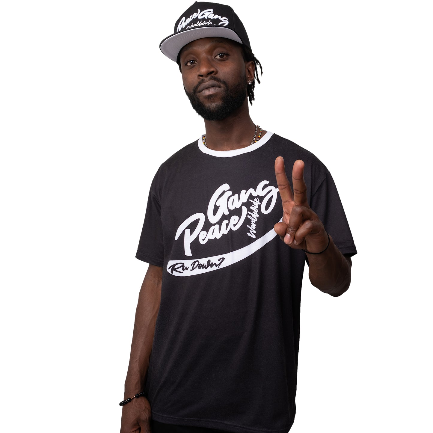 Unisex T-Shirt Black Original " Worldwide " PEACE GANG