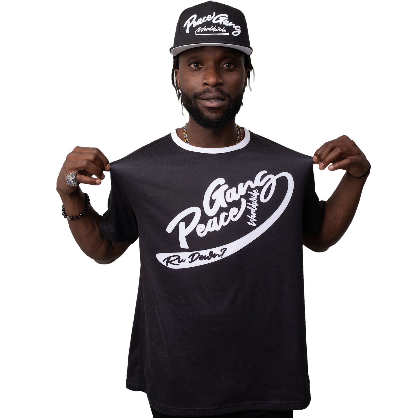 Unisex T-Shirt Black Original " Worldwide " PEACE GANG