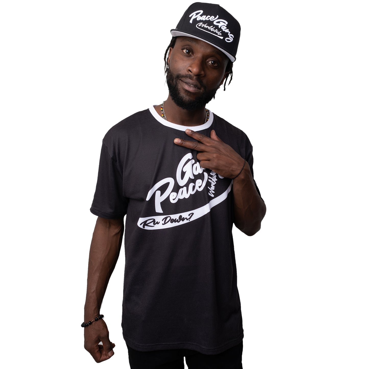 Unisex T-Shirt Black Original " Worldwide " PEACE GANG