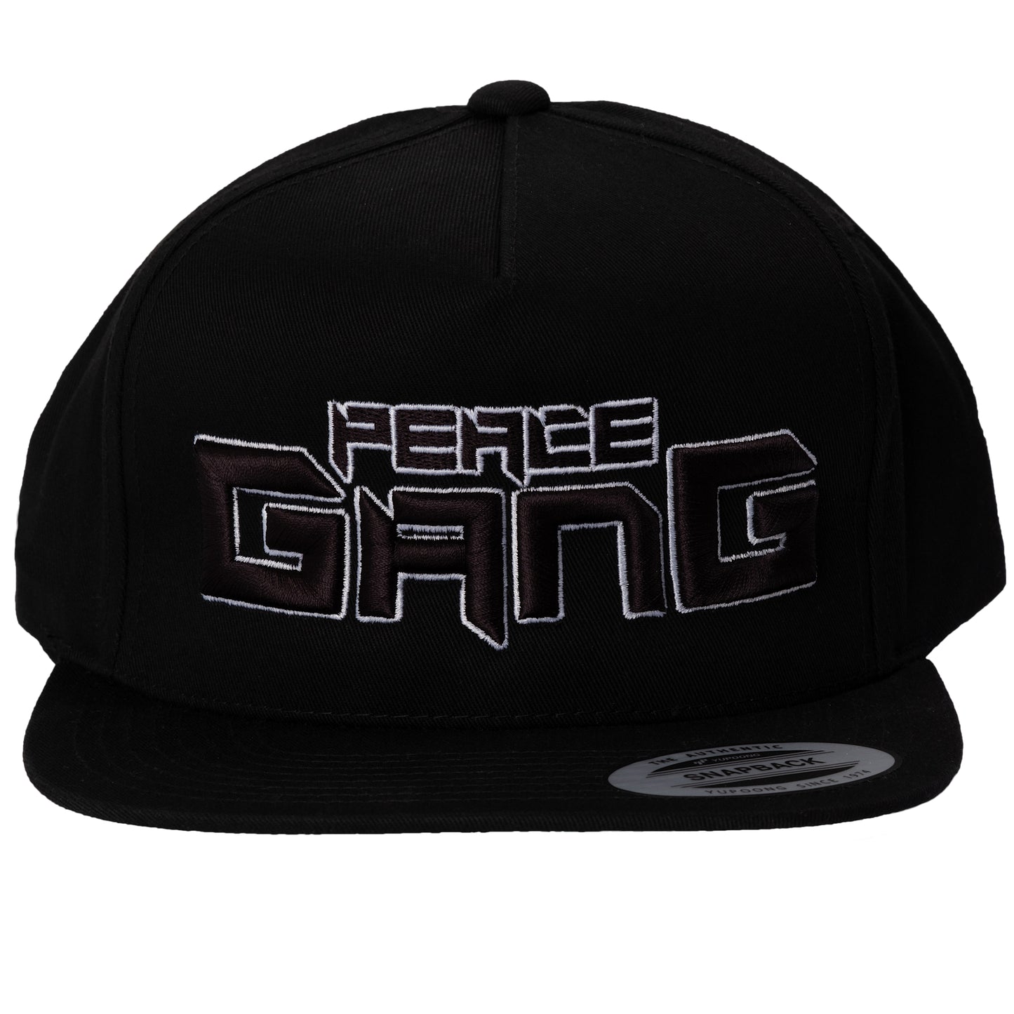 High Profile Five Panel Snap-Back Flat Bill Cap-PEACE GANG