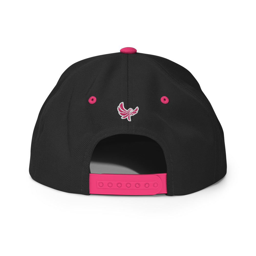 High Profile 6 Panel Flat Bill Snap-back Cap -PEACE GANG