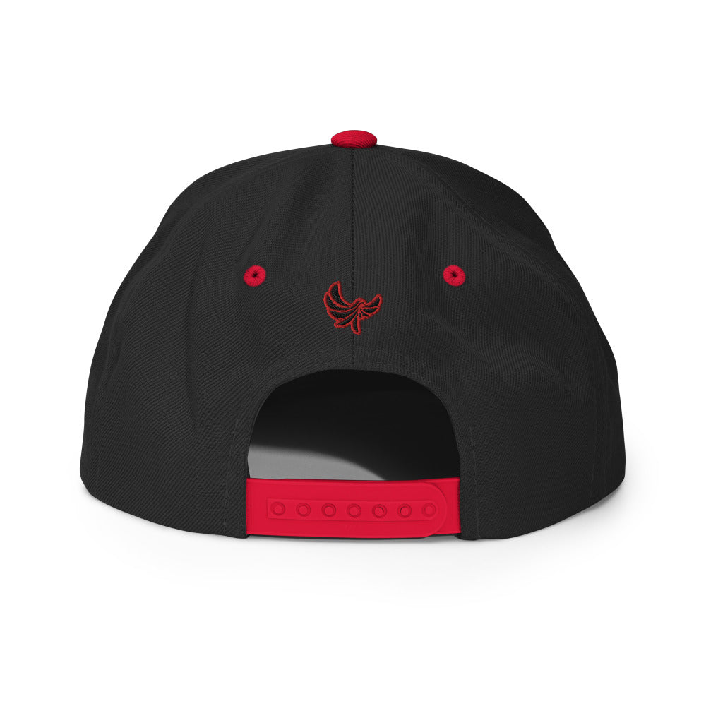 High Profile 6 Panel Flat Bill Snap-back Cap -PEACE GANG