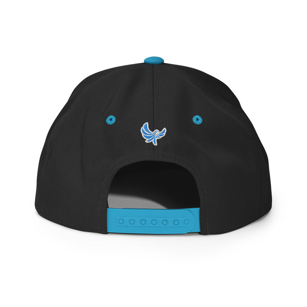 High Profile 6 Panel Flat Bill Snap-back Cap -PEACE GANG