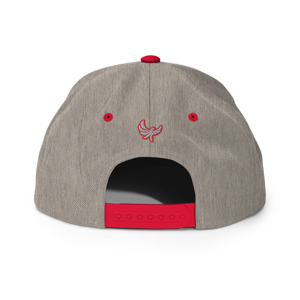 High Profile 6 Panel Flat Bill Snap-back Cap -PEACE GANG