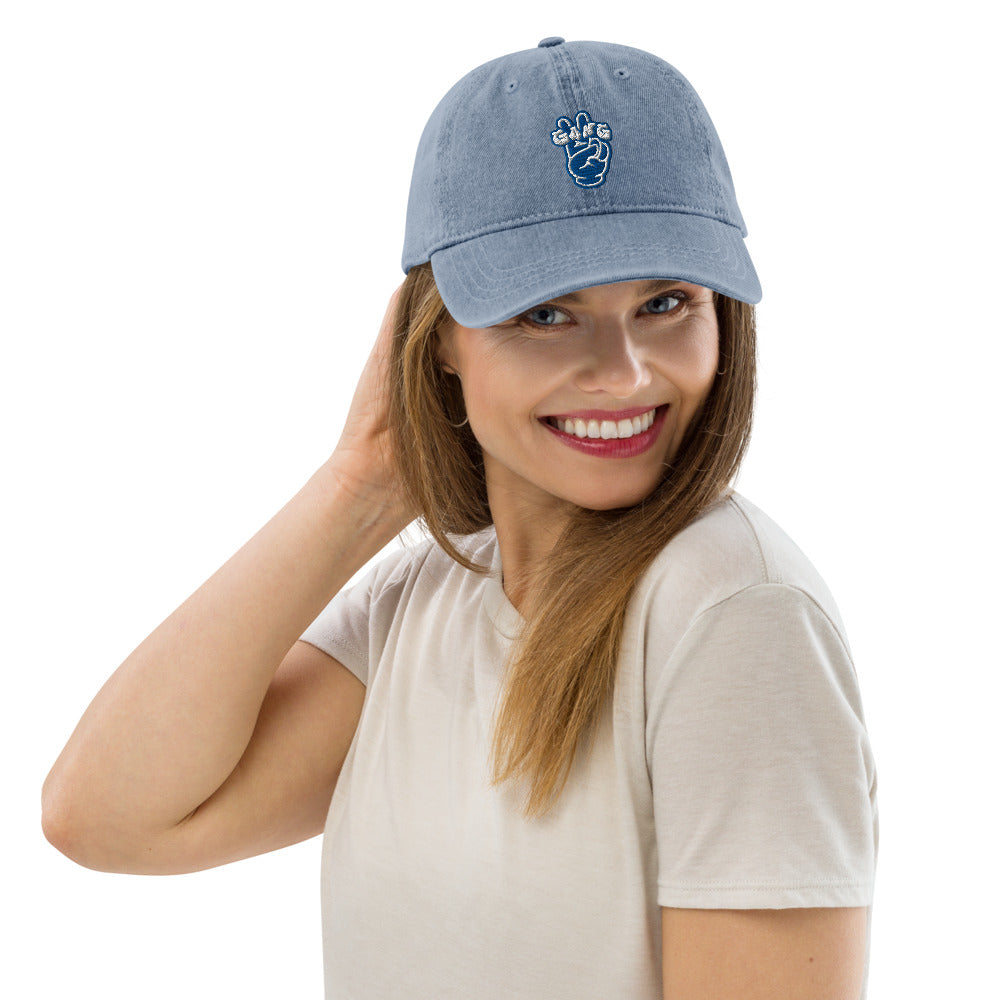 Embroidered 6 panel Denim Dad Cap - PEACE GANG
