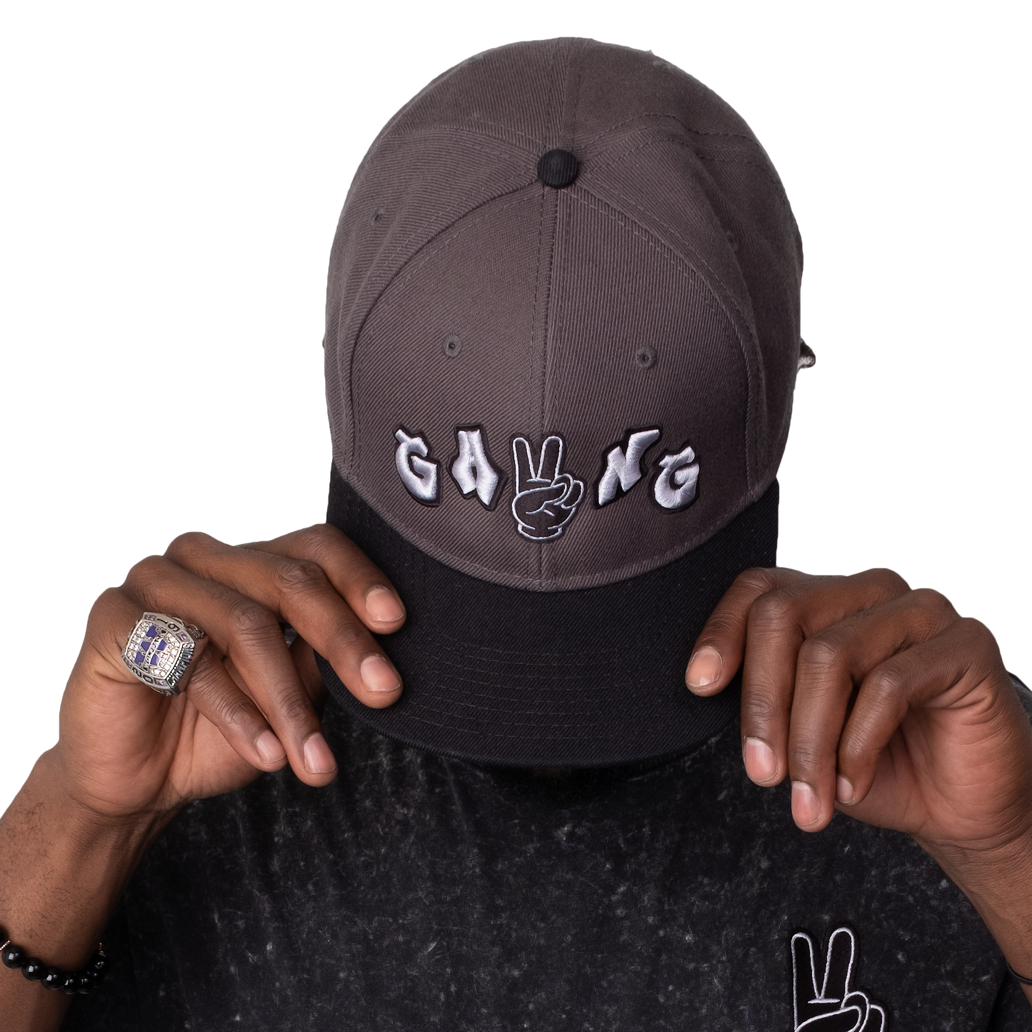 High Profile 6 Panel Snapback Cap-PEACE GANG