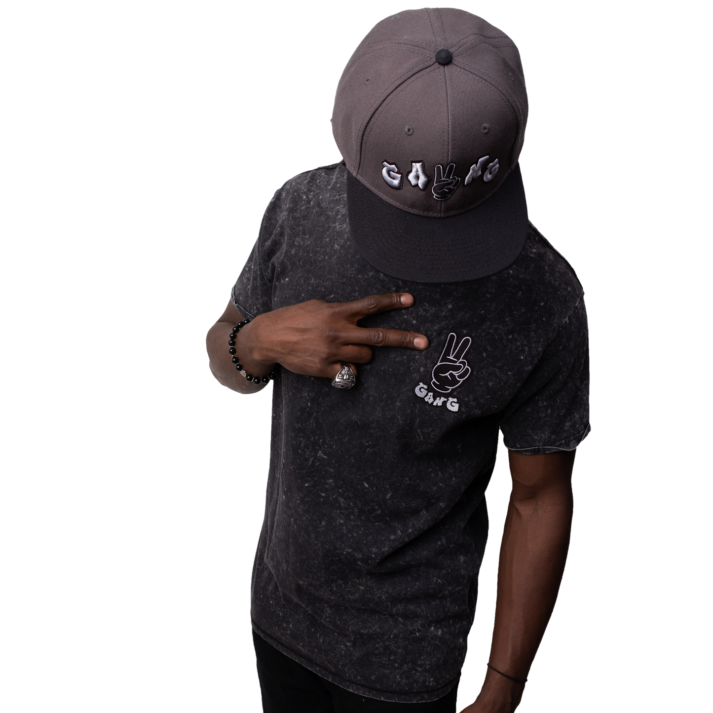 Denim T-Shirt Embroidered PEACE GANG