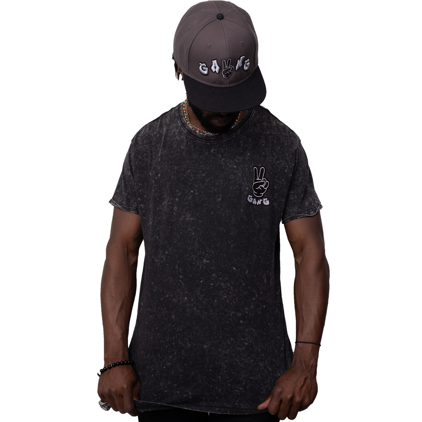 Denim T-Shirt Embroidered PEACE GANG