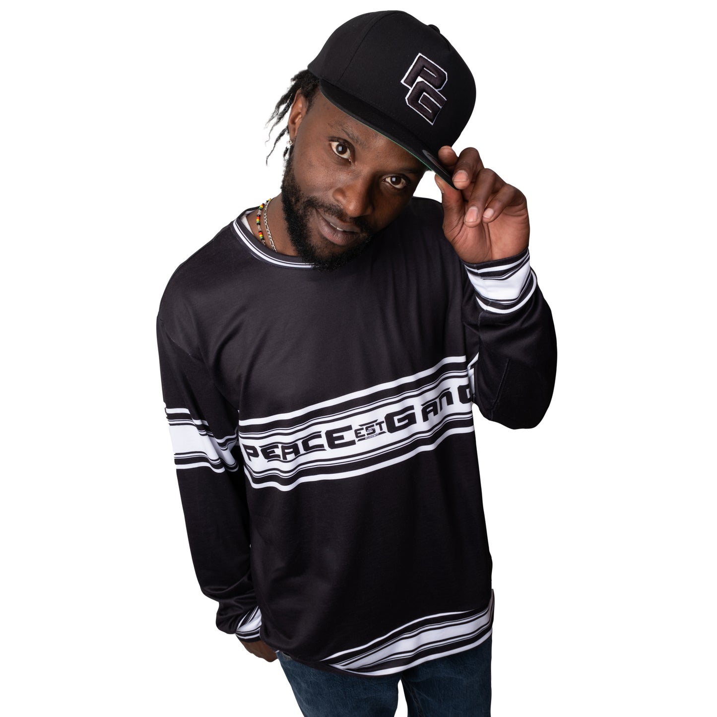Crewneck Sweater Black/White Est 2017 PEACE GANG