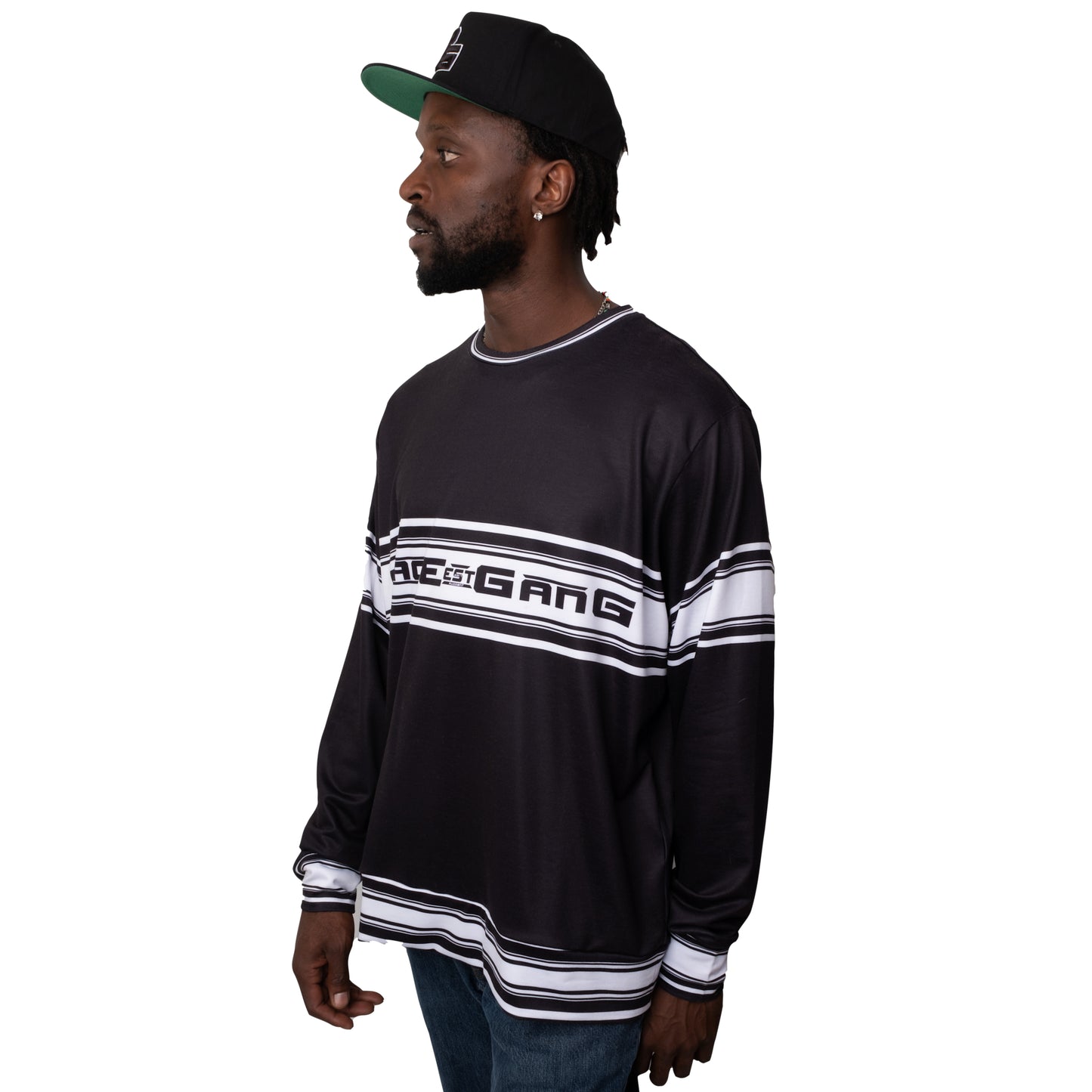 Crewneck Sweater Black/White Est 2017 PEACE GANG