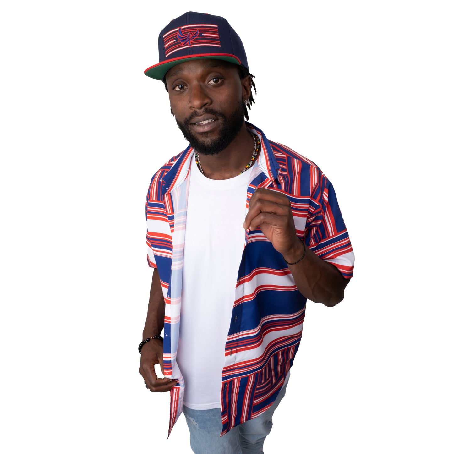Button Down Shirt Navy Stripe PEACE GANG