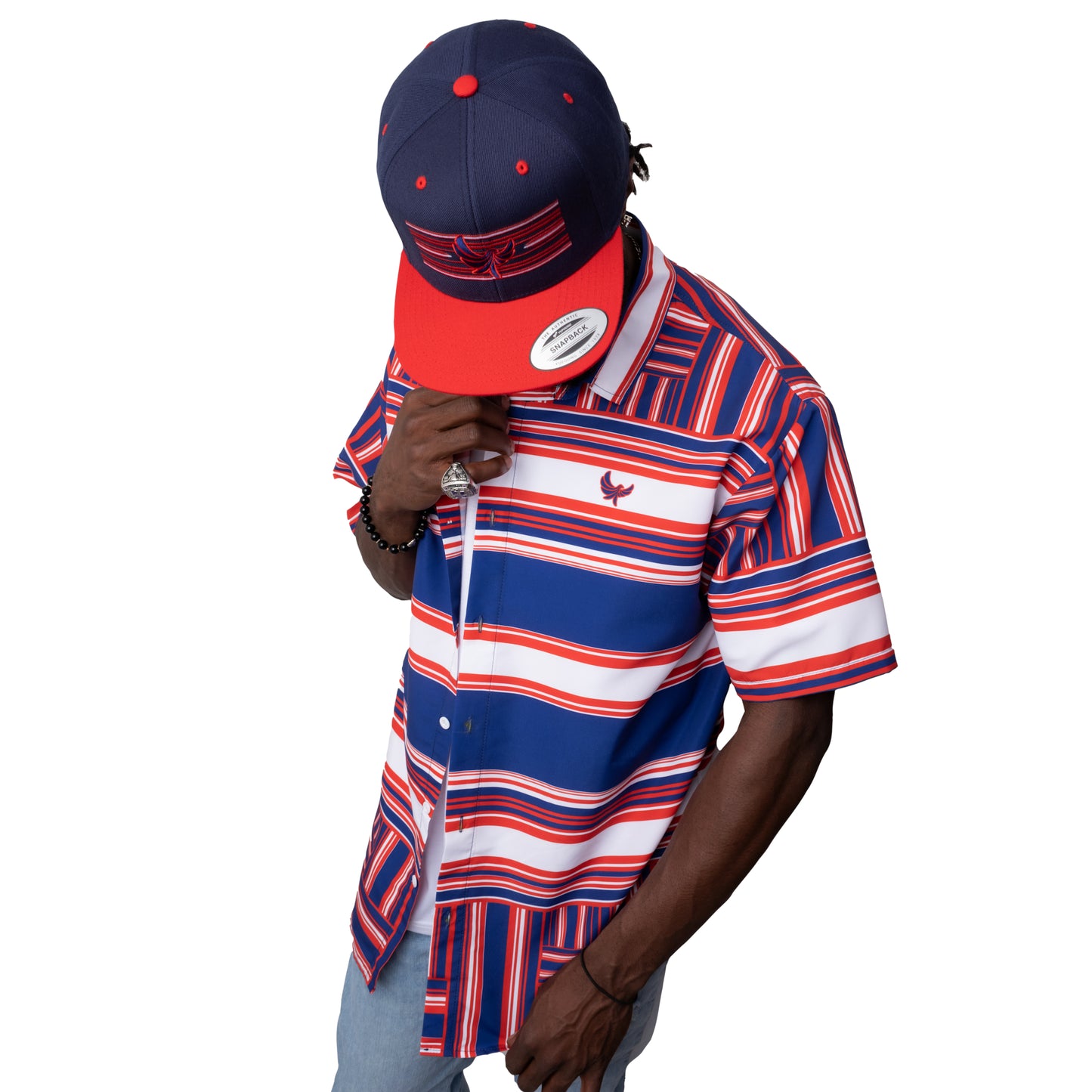 Button Down Shirt Navy Stripe PEACE GANG